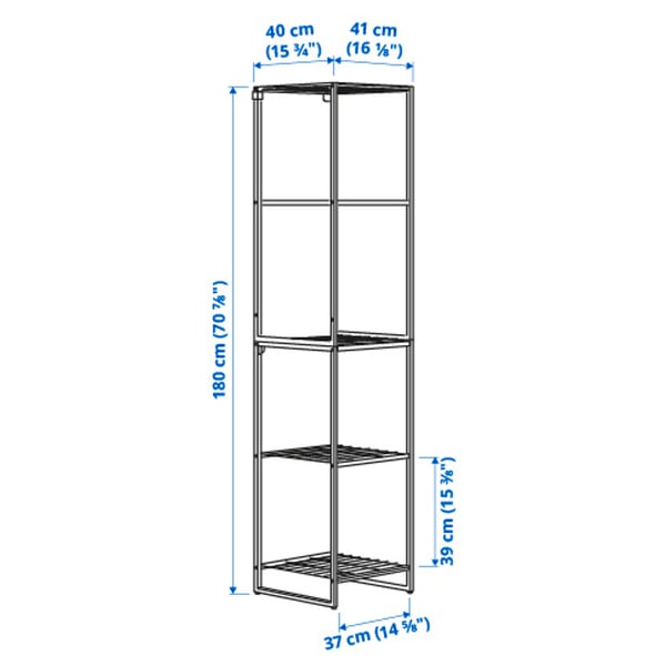 JOSTEIN Estante, int/ext/metal blanco, 41x40x180 cm