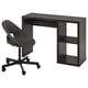 KALLAX / ELDBERGET Escritorio y silla, negro-café/gris oscuro negro
