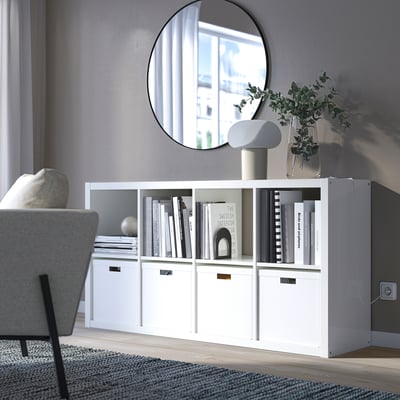 KALLAX Estante, alto brillo blanco, 77x147 cm