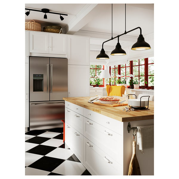 KARLBY Barra para isla de cocina, roble/chapa, 188x106.7x3.8 cm