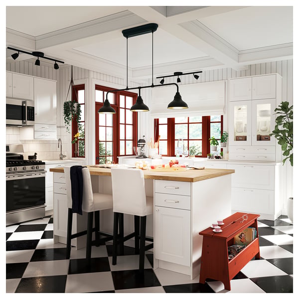 KARLBY Barra para isla de cocina, roble/chapa, 188x106.7x3.8 cm
