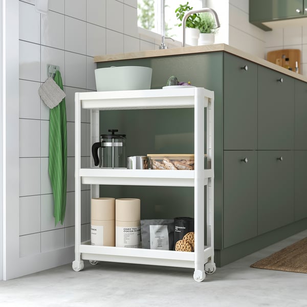 KINNASJÖ Bote de basura, con tapa Autoadhesivo/verde, 4 l