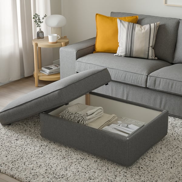 KIVIK Taburete con almacenaje, Tibbleby beige/gris