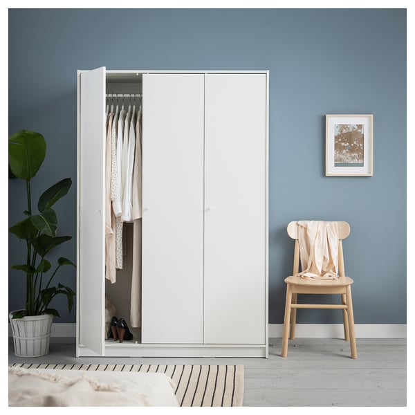 KLEPPSTAD Clóset c/3 puertas, blanco, 117x55x176 cm