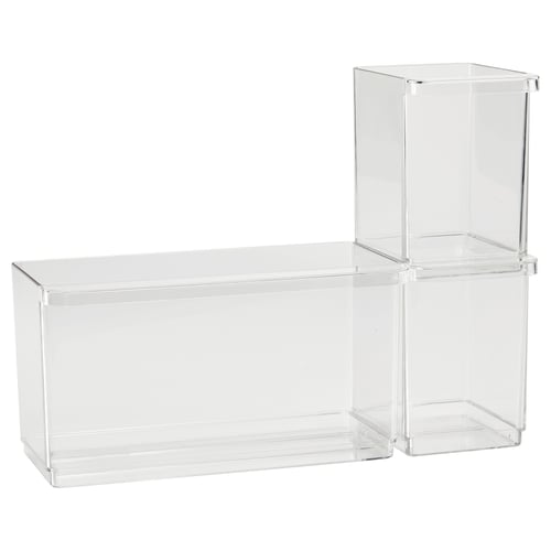KLIPPKAKTUS Caja para refri, jgo 3, transparente