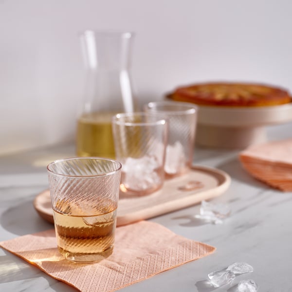 KLIPPLAX Vaso, rayas rosa, 25 cl