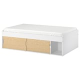 KLIPPUGGLA Estructura de cama con almacenaje, blanco, Individual