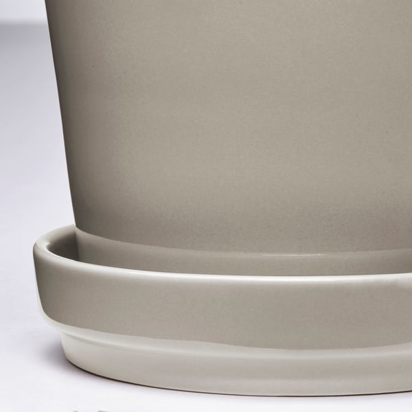 KLOTLÖNN Maceta con plato, int/ext/gris/beige, 9 cm