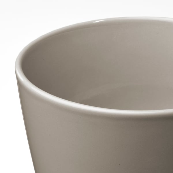 KLOTLÖNN Maceta con plato, int/ext/gris/beige, 15 cm