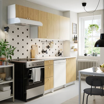 KNOXHULT Cocina, efecto roble, 236x61x224 cm