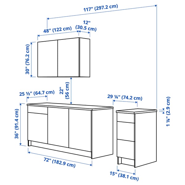 KNOXHULT Cocina, efecto roble, 297.2x61.0x223.5 cm