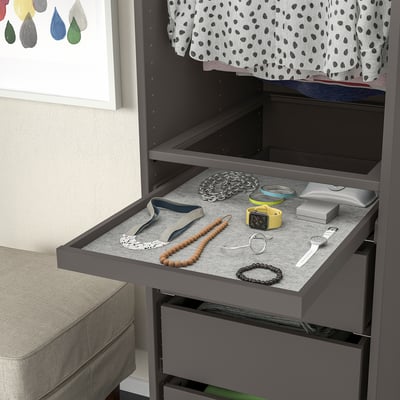 KOMPLEMENT Bandeja extraíble+tapete cajón, gris oscuro/gris claro, 50x58 cm