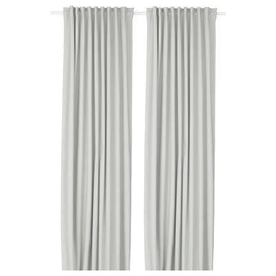 KORGMOTT Cortinas bloqueadoras de luz, par, blanco/con cinta de fruncir, 145x250 cm