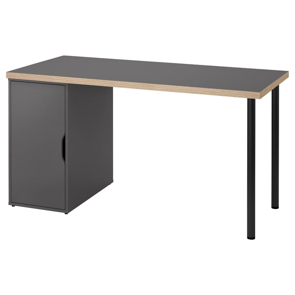 LAGKAPTEN / ALEX Escritorio, gris/efecto madera negro, 140x60 cm