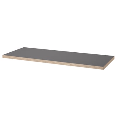 LAGKAPTEN Tablero, gris oscuro/efecto madera, 140x60 cm