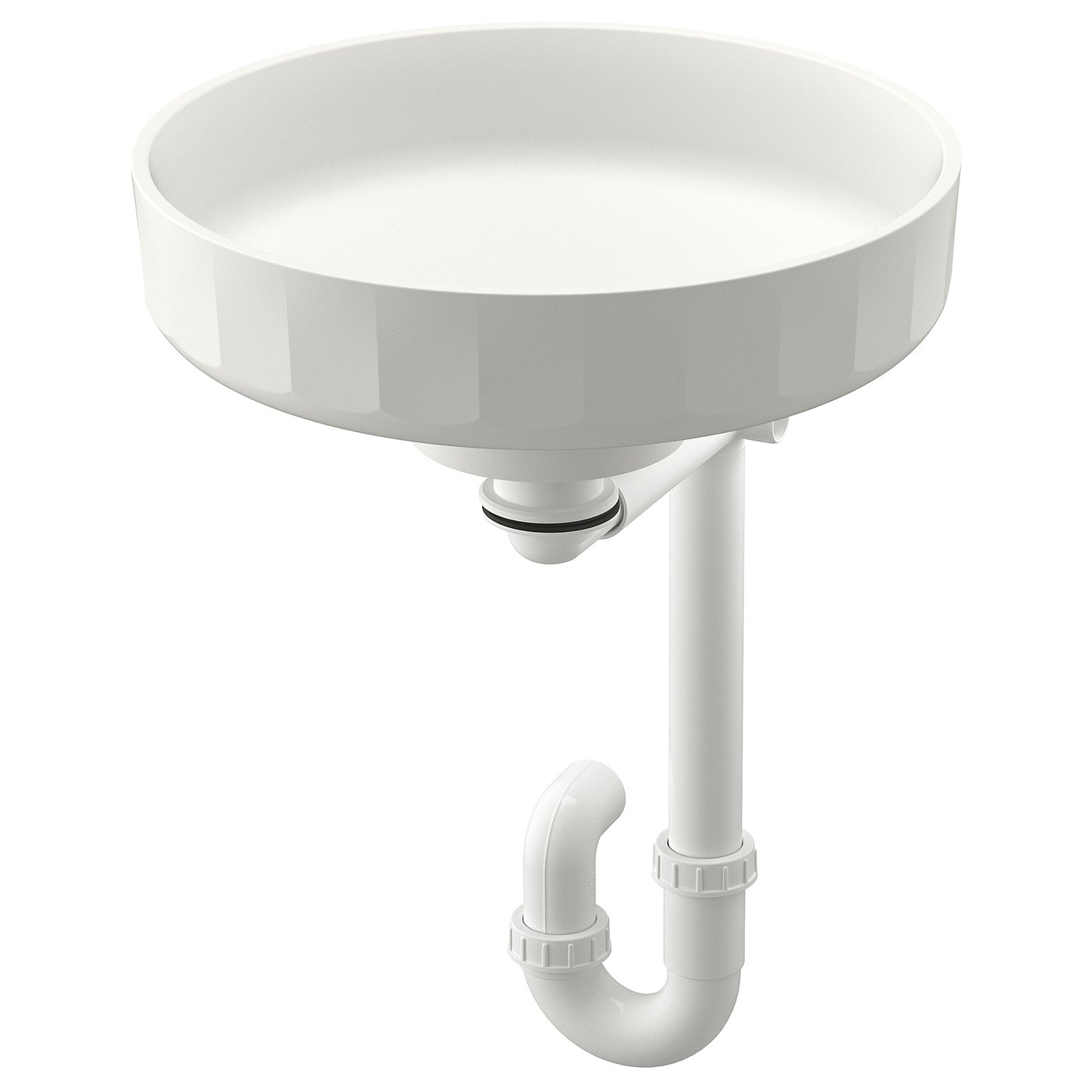 LERSJÖN Lavabo p/cubierta +trampa agua, blanco, 38x14 cm