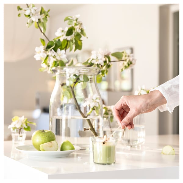 LÖVSKOGSLUND Vela aromática en vaso, Manzana/Verde claro, 20 hr