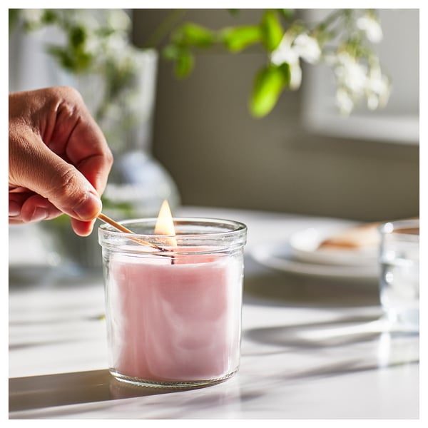 LUGNARE Vela aromática en vaso, jazmín/rosa, 40 hr