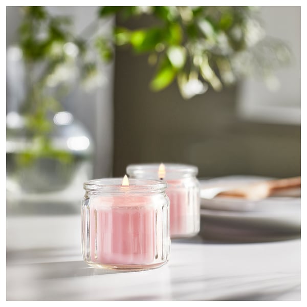 LUGNARE Vela aromática en vaso, jazmín/rosa, 12 hr