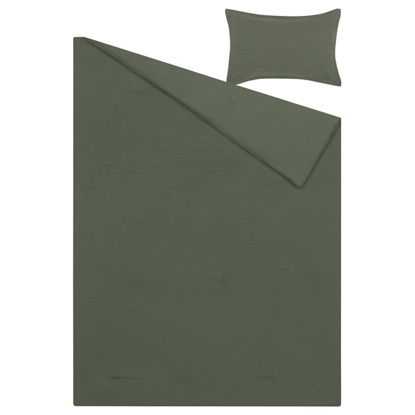 LUKTVICKER Juego de edredón, verde, Individual extra grande