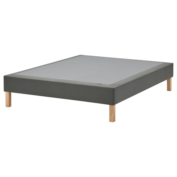 LYNGÖR Somier con patas, gris oscuro, Queen