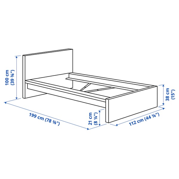 MALM Base de cama, alta, blanco, Individual