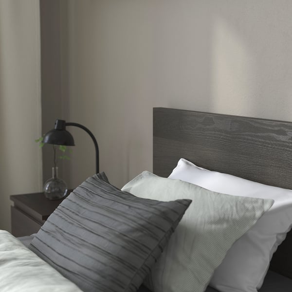 MALM Base de cama, alta, café oscuro chapa, Individual