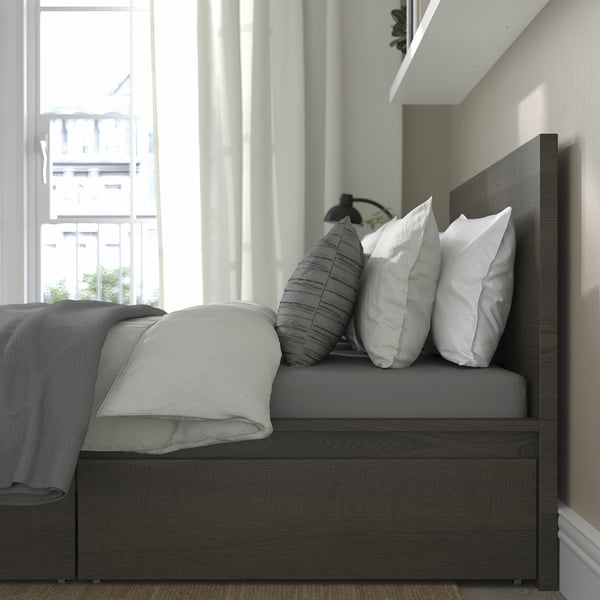 MALM Base de cama, alta, con 4 cajones
