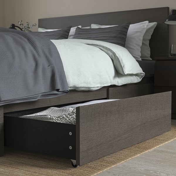 MALM Base de cama, alta, con 4 cajones