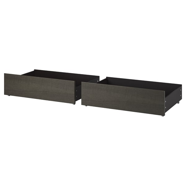 MALM Cajones para cama, café oscuro chapa, Queen/King