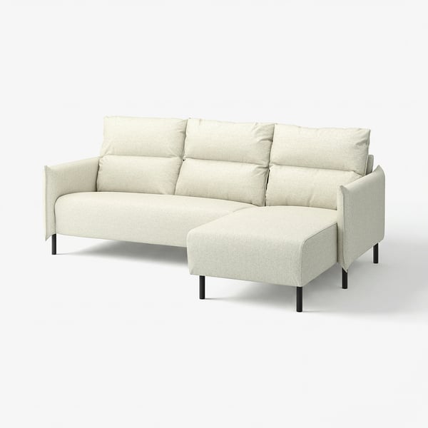MANNARP Sofá 3 plazas con chaise, Gunnared beige