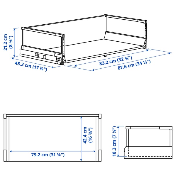 MAXIMERA Cajón alto, blanco, 91x45 cm