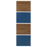 MEHAMN 4 paneles para puerta corr, efecto nogal/azul, 75x236 cm