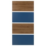 MEHAMN 4 paneles para puerta corr, efecto nogal/azul, 100x201 cm
