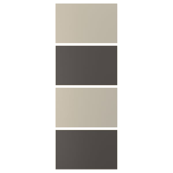 MEHAMN 4 paneles para puerta corr, gris oscuro/beige grisáceo, 75x201 cm