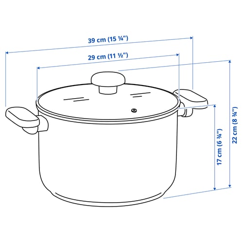 MIDDAGSMAT Olla con tapa, vidrio incoloro/ac inox, 10 l