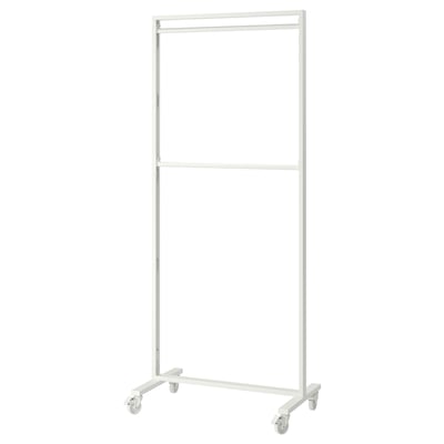 MITTZON Estructura c/ruedas+barra+estante, blanco, 85x205 cm
