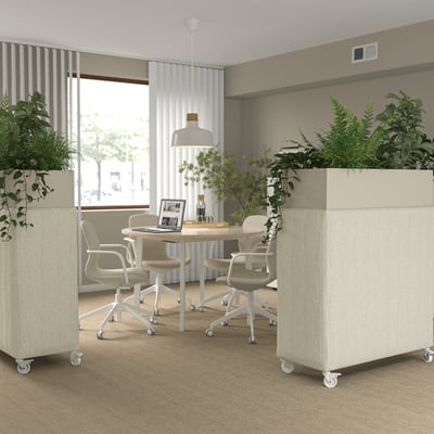 MITTZON Jardinera acústica con ruedas, Gunnared beige, 100x42x123 cm