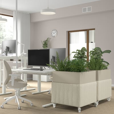 MITTZON Jardinera acústica con ruedas, Gunnared beige, 70x70x75 cm