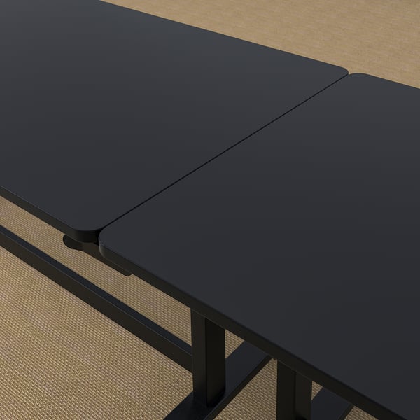 MITTZON Mesa plegable con ruedas, negro, 140x70 cm