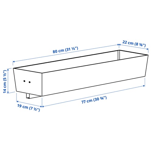 MITTZON Recipiente para struct con ruedas, blanco, 80x14 cm