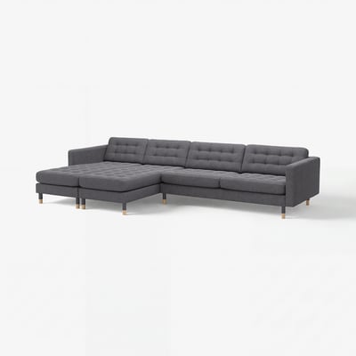 MORABO Sofá 5 con chaiselongues, Gunnared gris oscuro/madera