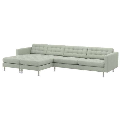 MORABO Sofá 5 con chaiselongues, Gunnared verde claro/metal