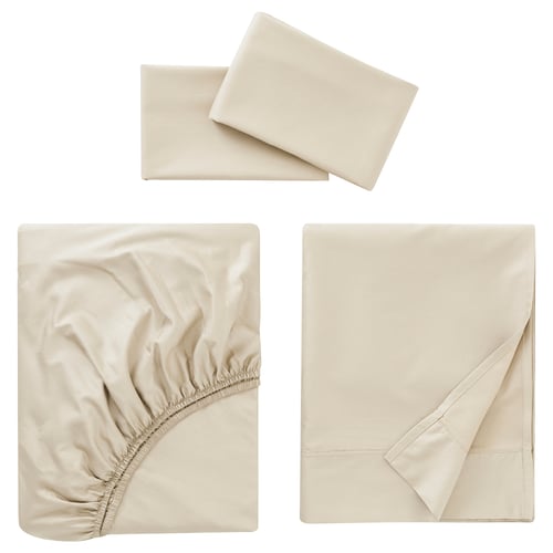 NATTJASMIN Juego de sábanas, beige claro, Queen