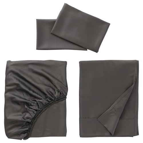 NATTJASMIN Juego de sábanas, gris oscuro, King