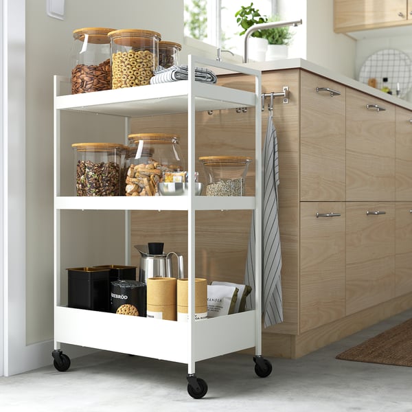 NISSAFORS Carrito, blanco, 50.5x30x83 cm