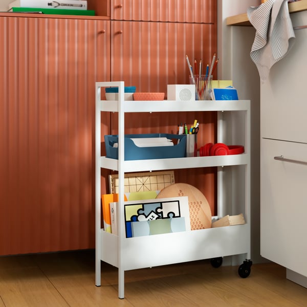NISSAFORS Carrito, blanco, 50.5x19x67 cm