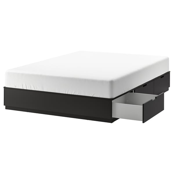 NORDLI Base de cama con almacenamiento, carbón, 193x200 cm