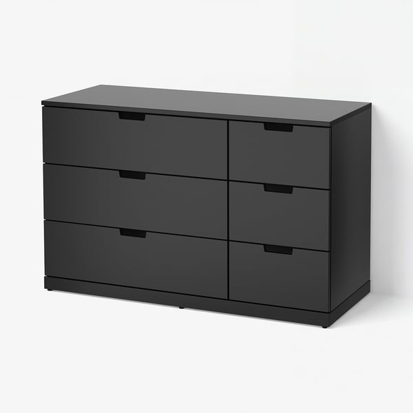 NORDLI Cómoda de 6 cajones, carbón, 120x76 cm