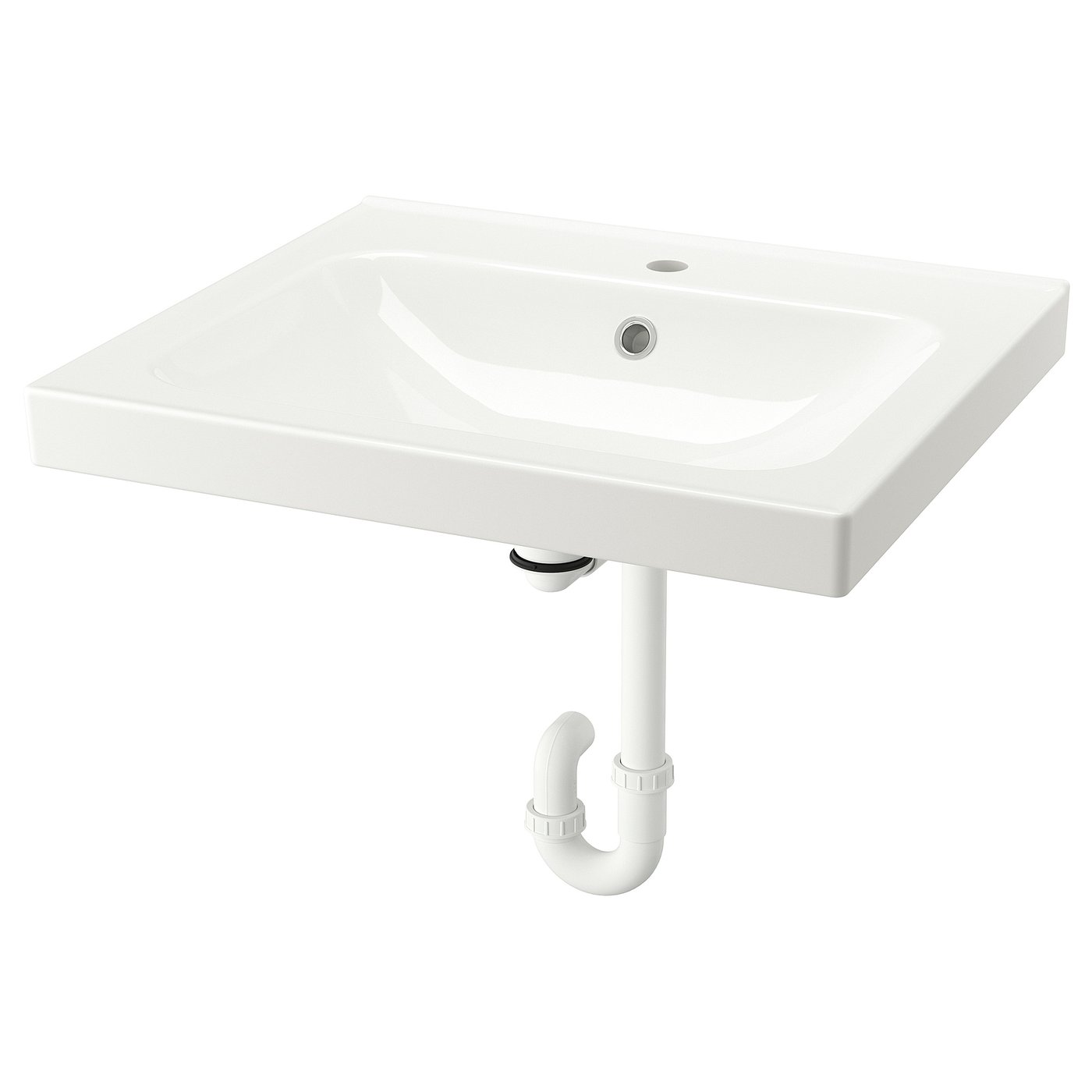 ORRSJÖN Lavabo con trampa de agua, blanco, 63.6x55.3 cm